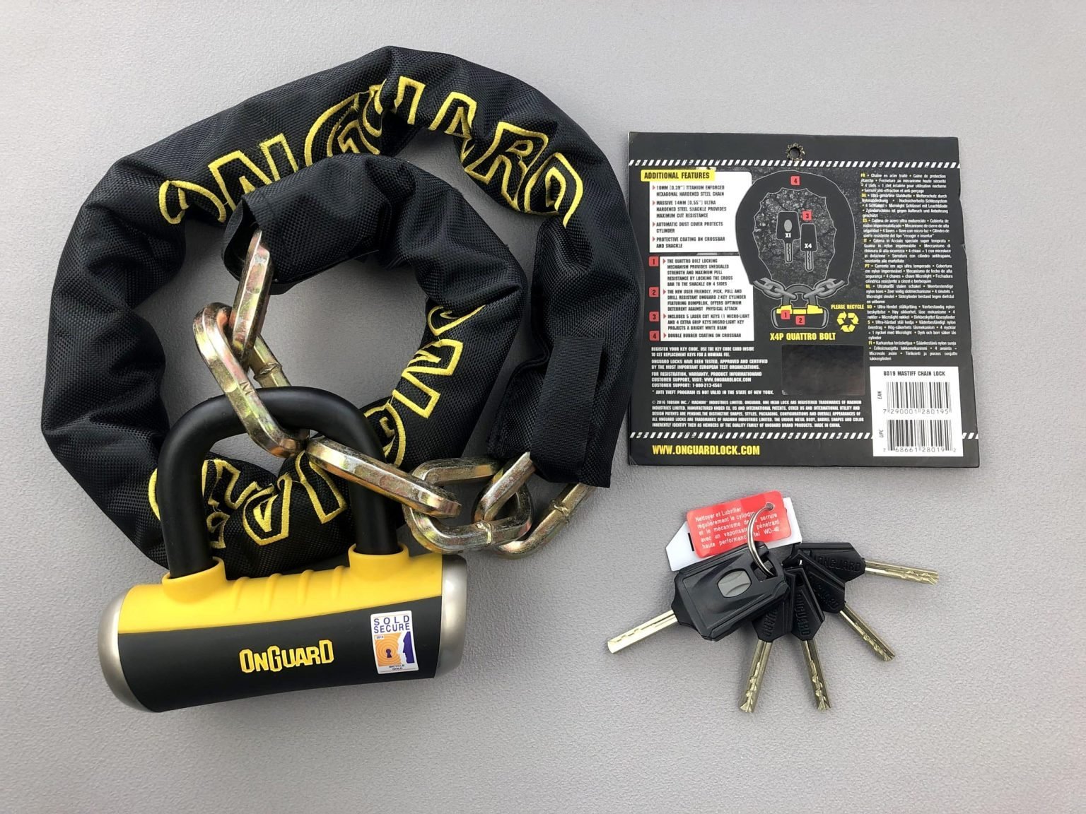 Types Of OnGuard 8021 Mastiff SQ Chain With Integrated Lock