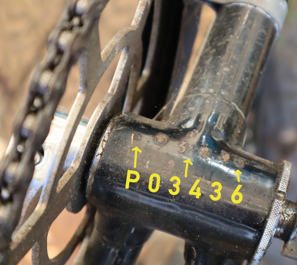 serial number on bicycle frame on underside of bottom bracket shell